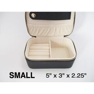 2637 Cosmiya Girls Small Luxury Vegan Leather Black Travel jewelry Box